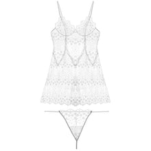 Load image into Gallery viewer, Young Women Sleepwear Pure White Embroidery Floral Nightgowns Female Temptation Strap Dress Lace Gauze Sexy Hollow Out Nightgown