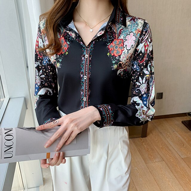 blusas mujer de moda 2021 Autumn New Women Chiffon Shirt Elegant Slim Long Sleeve Loose Office Lady Tops Blusas Shirt