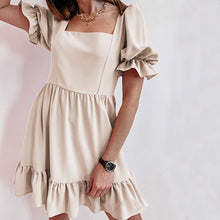 Load image into Gallery viewer, casual lantern sleeve ruffles mini dress women summer fashion pure color slim dresses for women 2021 pink a-line robe femme