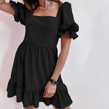 Load image into Gallery viewer, casual lantern sleeve ruffles mini dress women summer fashion pure color slim dresses for women 2021 pink a-line robe femme