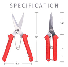 Load image into Gallery viewer, homsuns Floral Shears Premium Steel Garden Pruning Shears Floral Fruits Leaf Scissors Hand Pruner Snip Trimming Tool for Gardening Flower Arrangement