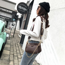Load image into Gallery viewer, fashion chains women shoulder bags designer wide strap messenger bags luxury pu leather crossbody bag lady small purse 3 bag set