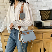 Load image into Gallery viewer, fashion chains women shoulder bags designer wide strap messenger bags luxury pu leather crossbody bag lady small purse 3 bag set