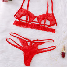 Load image into Gallery viewer, inspires sexual interest Sexy Lingerie Wireless Bra With Thong Underwear Pajamas Set For Women Red S-XL Sexy charm transparent