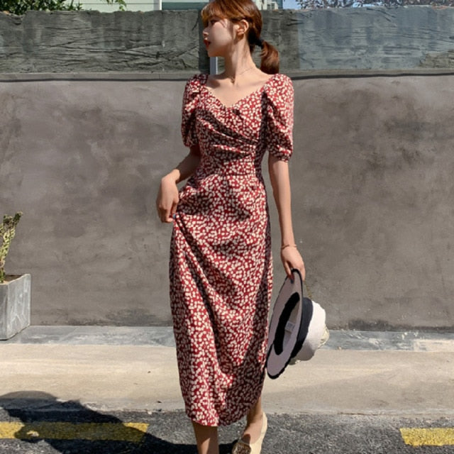 jurken zomer 2021 summer dress Elegant maxi Dress cherries Print Dresses Vestidos robe femme sukienki letnie Boho Beach Dress