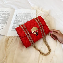 Load image into Gallery viewer, lady bags  new arrival fashion women shoulder bag pu material diamond lattice chains crossbody bag black red color