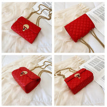 Load image into Gallery viewer, lady bags  new arrival fashion women shoulder bag pu material diamond lattice chains crossbody bag black red color