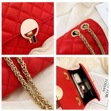 Load image into Gallery viewer, lady bags  new arrival fashion women shoulder bag pu material diamond lattice chains crossbody bag black red color