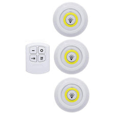 Load image into Gallery viewer, Battery Operated Dimmable LED Under Cabinet Light COB LED Puck Lights Closets Lights with Remote Control for Wardrobe Bathroom