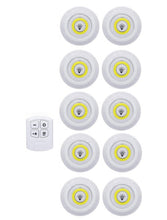 Load image into Gallery viewer, Battery Operated Dimmable LED Under Cabinet Light COB LED Puck Lights Closets Lights with Remote Control for Wardrobe Bathroom