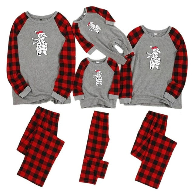 christmas pajamas cartoon family matching outfits for dad mom kids cotton print set plaid baby sleepwear winter clothes romper