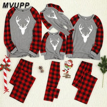 Load image into Gallery viewer, christmas pajamas cartoon family matching outfits for dad mom kids cotton print set plaid baby sleepwear winter clothes romper