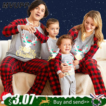 Load image into Gallery viewer, christmas pajamas cartoon family matching outfits for dad mom kids cotton print set plaid baby sleepwear winter clothes romper