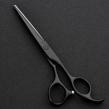Load image into Gallery viewer, professional japan 440 steel 6 inch black hair scissors set cutting barber salon haircut thinning shears hairdressing scissors