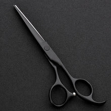 Load image into Gallery viewer, professional japan 440 steel 6 inch black hair scissors set cutting barber salon haircut thinning shears hairdressing scissors