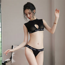 Load image into Gallery viewer, sexy bikini swimsuit women biquini swimwear women swimm suit bikinis Solid color Transparent vest Hollow out letter Tight Thong