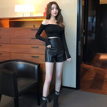 Load image into Gallery viewer, sexy fashion brand spring autumn new Women&#39;s Clothing long sleeve crop tops slash neck high quality off shoulder t-shirts modis