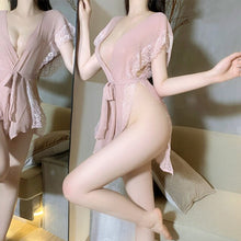 Load image into Gallery viewer, sexy lingerie women Babydoll Erotic Clothing pajamas Japanese lace kimono uniform Cosplay temptation See through bathrobe