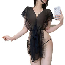 Load image into Gallery viewer, sexy lingerie women Babydoll Erotic Clothing pajamas Japanese lace kimono uniform Cosplay temptation See through bathrobe