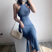 Load image into Gallery viewer, summer clothes sexy bodycon dress club outfits for women birthday 2021 elegantes prom dresses long dresses backless blue dress