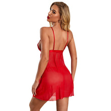 Load image into Gallery viewer, women Strap sexy nightgown female transparent mesh dress+T back  nightgwear suit sexy dress erotic for ladies sexy clothes L