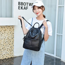 Load image into Gallery viewer, women&#39;s genuine leather backpack bag casual waterproof real  cowhide backpacks female luxury back pack women travel bagpack