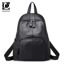 Load image into Gallery viewer, women&#39;s genuine leather backpack women casual black backpacks for travel luxury cowhide woman back pack bag female