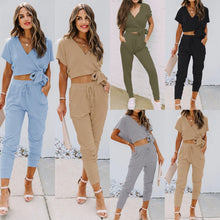 Load image into Gallery viewer, women&#39;s sets long pants sets elegant office ladies casual two pieces sets Pullover V-Neck casual women clothing