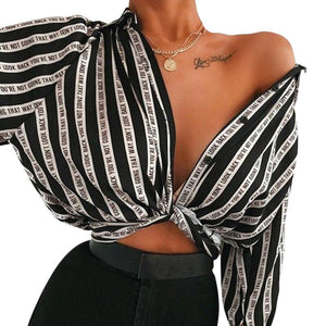 women shirt women shirts for women kawaii clothes  European and American temperament Street sexy striped off shoulder fashion