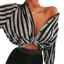 Load image into Gallery viewer, women shirt women shirts for women kawaii clothes  European and American temperament Street sexy striped off shoulder fashion