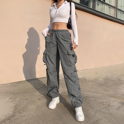 y2k Cargo Bigb Pockets Pants Ruched Thin Trousers Baggy Casual Streetwear Sweatpants Women Korean Harajuku Joggers 90s Vintage