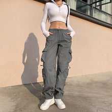 Load image into Gallery viewer, y2k Cargo Bigb Pockets Pants Ruched Thin Trousers Baggy Casual Streetwear Sweatpants Women Korean Harajuku Joggers 90s Vintage