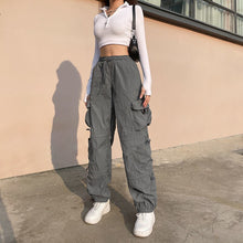 Load image into Gallery viewer, y2k Cargo Bigb Pockets Pants Ruched Thin Trousers Baggy Casual Streetwear Sweatpants Women Korean Harajuku Joggers 90s Vintage